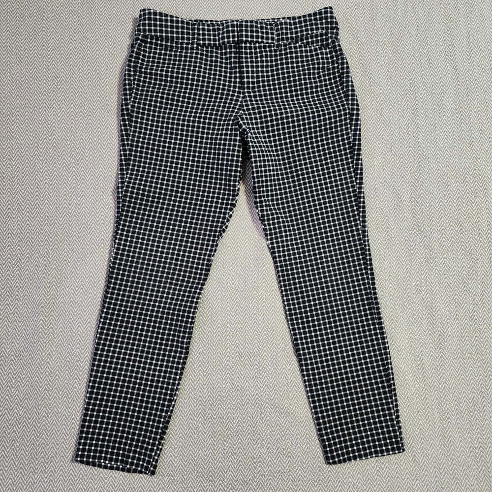 Old Navy Pixie Ankle Pants Womens 6 Black White Grid Check Mid Rise S/394337-02